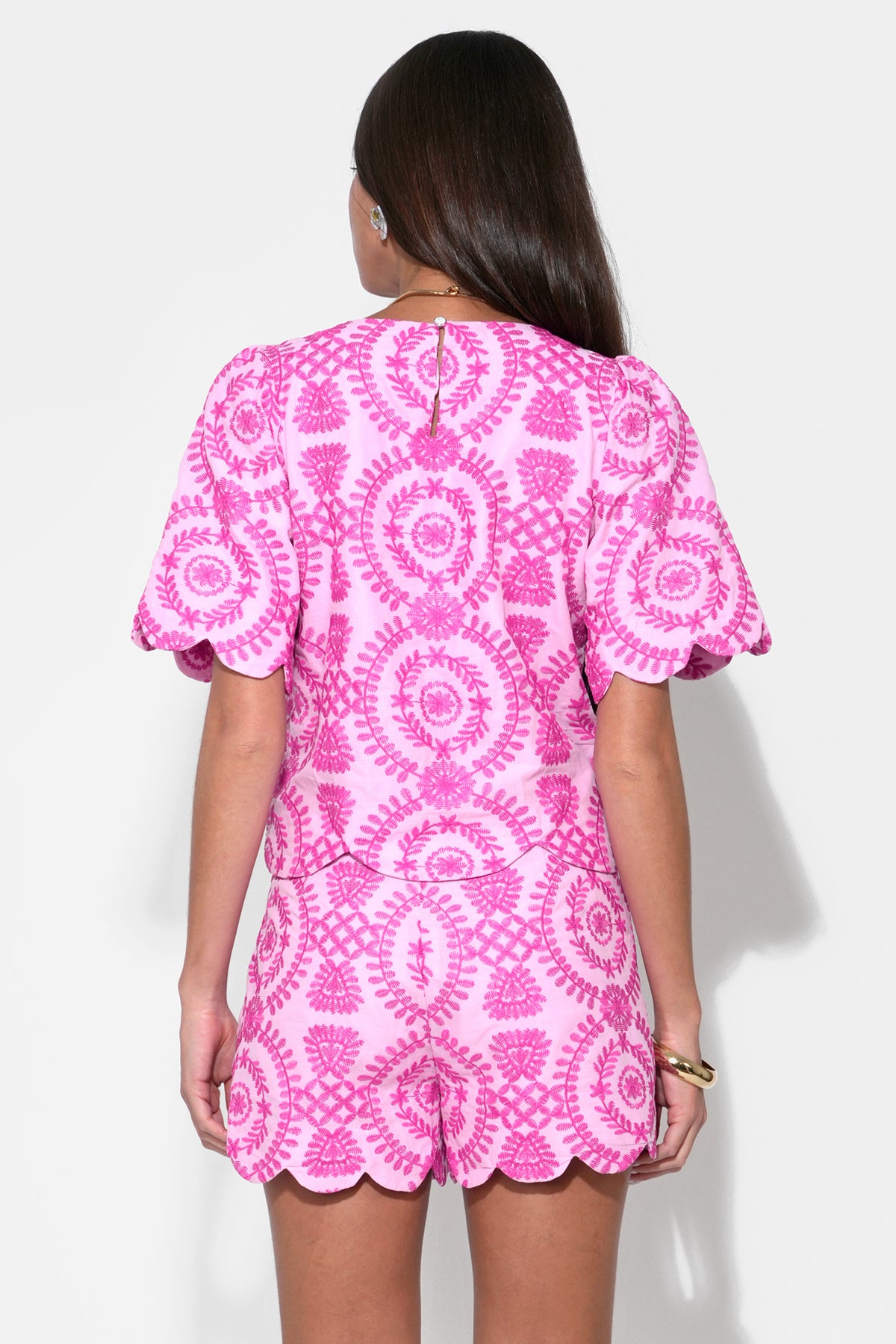 Hadley Square Neck Embroidery Scallop Top