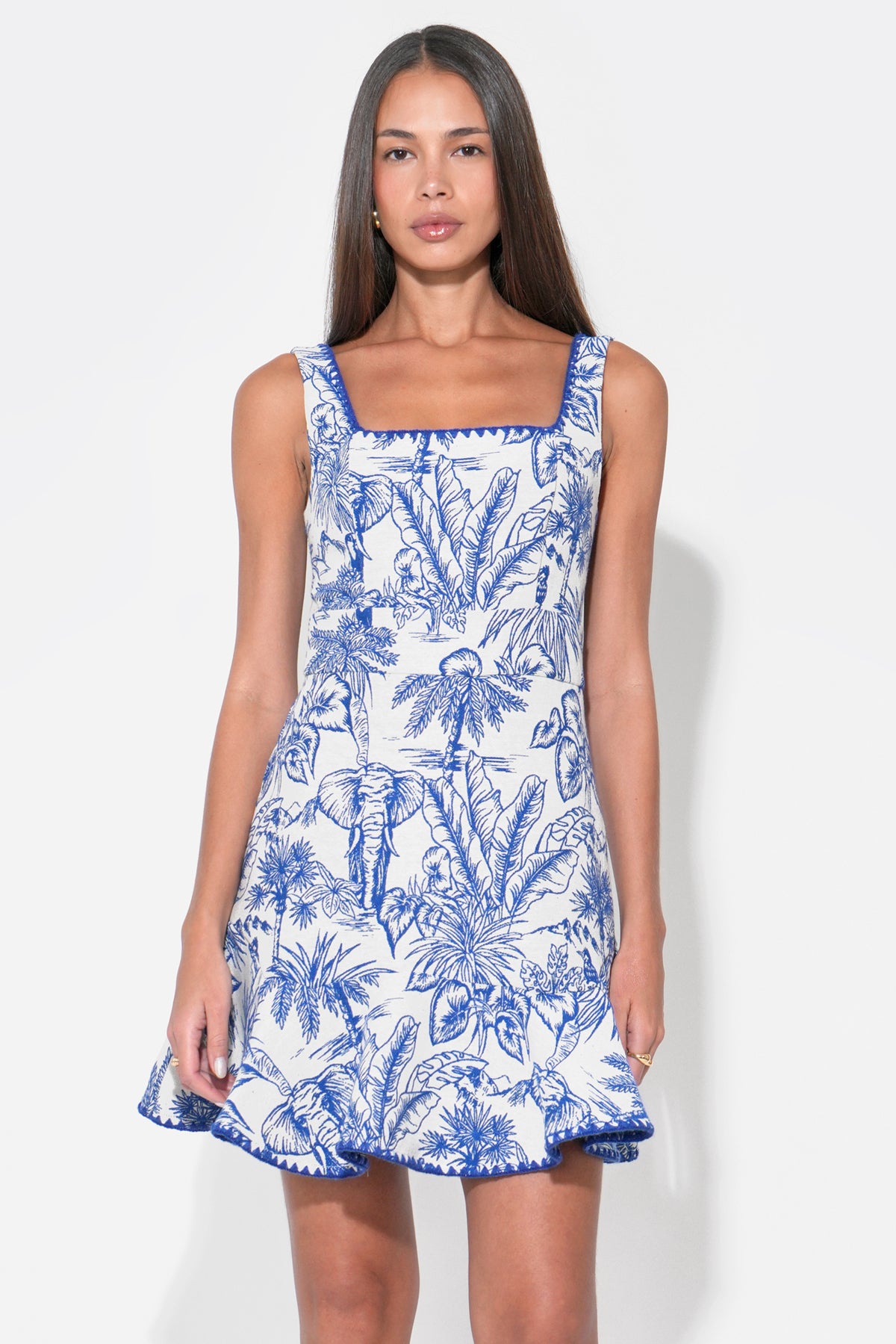 Ximena Square Neck Jacquard Mini Dress