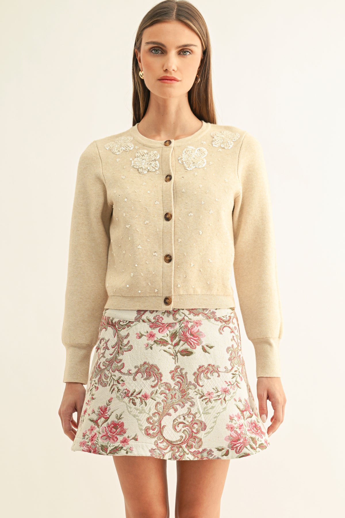 Daleyza Flared Jacquard Mini Skirt