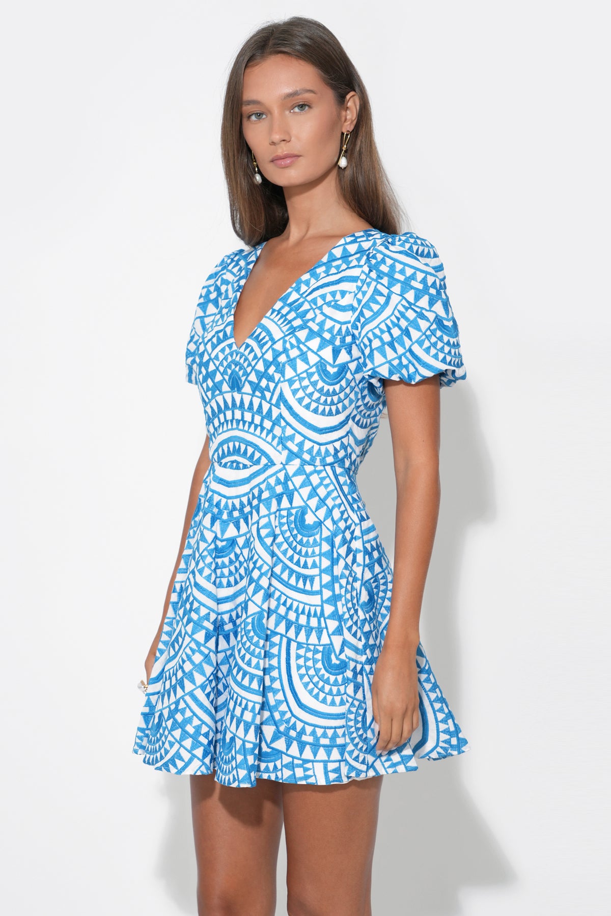 Genesis Fit & Flare Embroidery Mini Dress | Adelyn Rae S / WHITE/DENIM BLUE Genesis Fit & Flare Embroidery Mini Dress | Adelyn Rae S / WHITE/DENIM BLUE