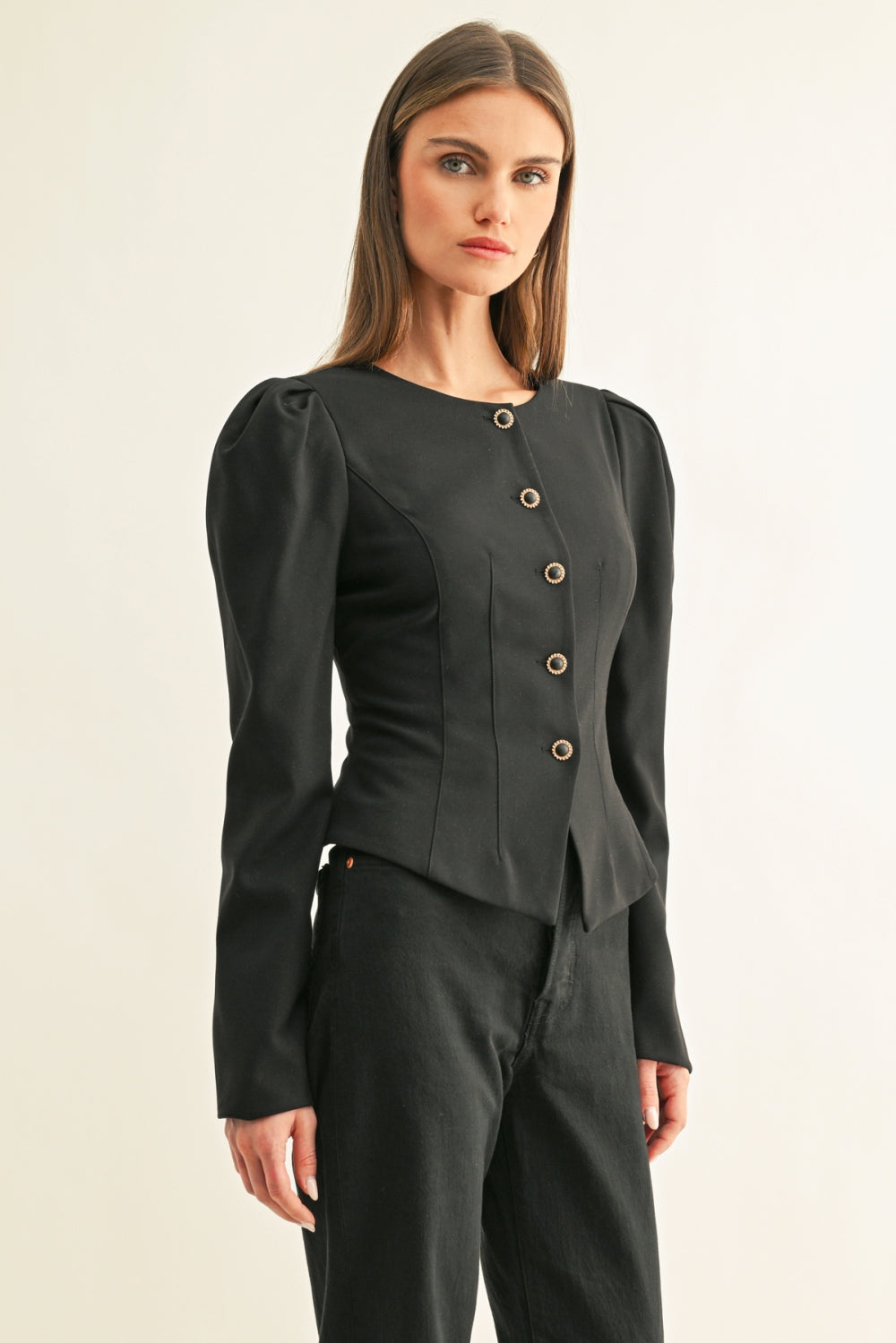 Jaylin Fitted Jacket F268J1899_BLACK GLITTER