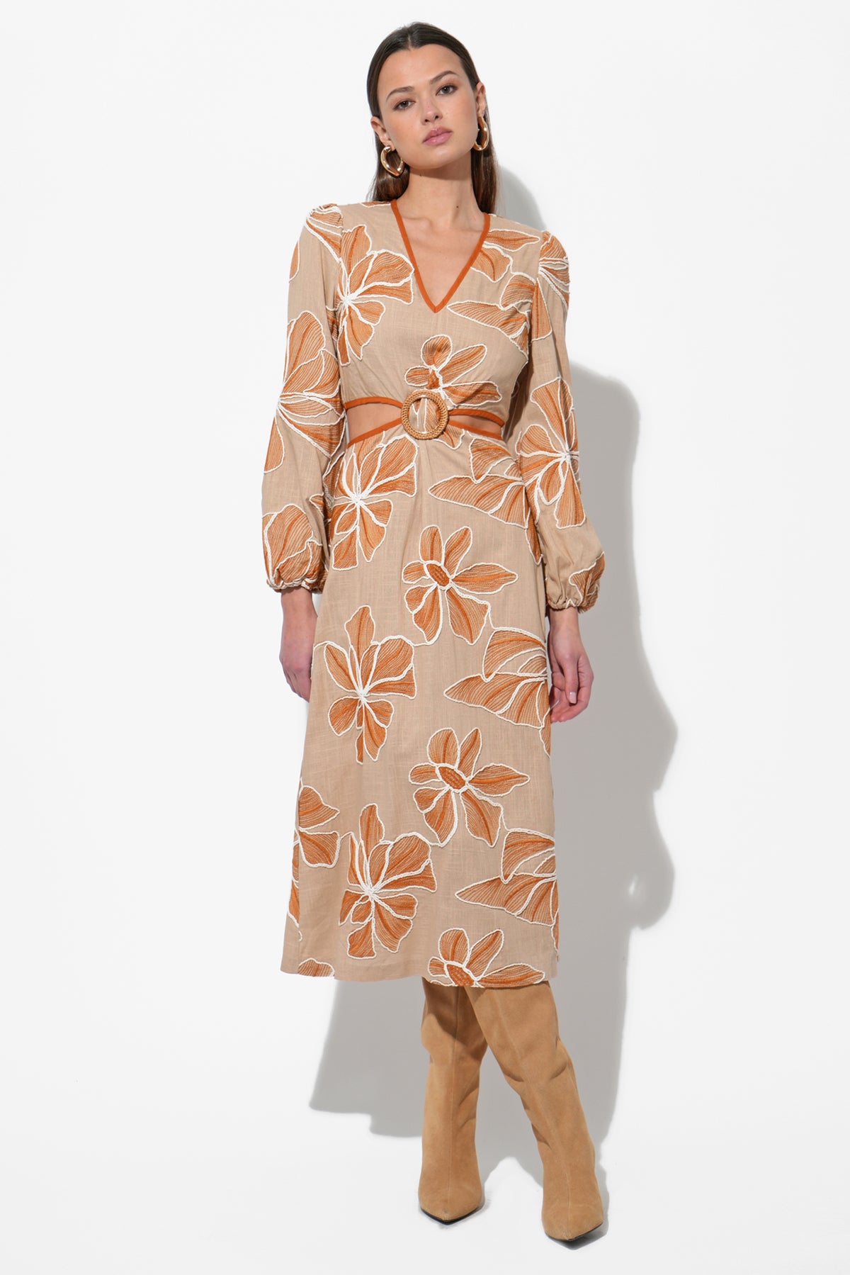 Joy Embroidered Maxi with Side Cut Out | Adelyn Rae L / NATURAL Joy Embroidered Maxi with Side Cut Out | Adelyn Rae L / NATURAL