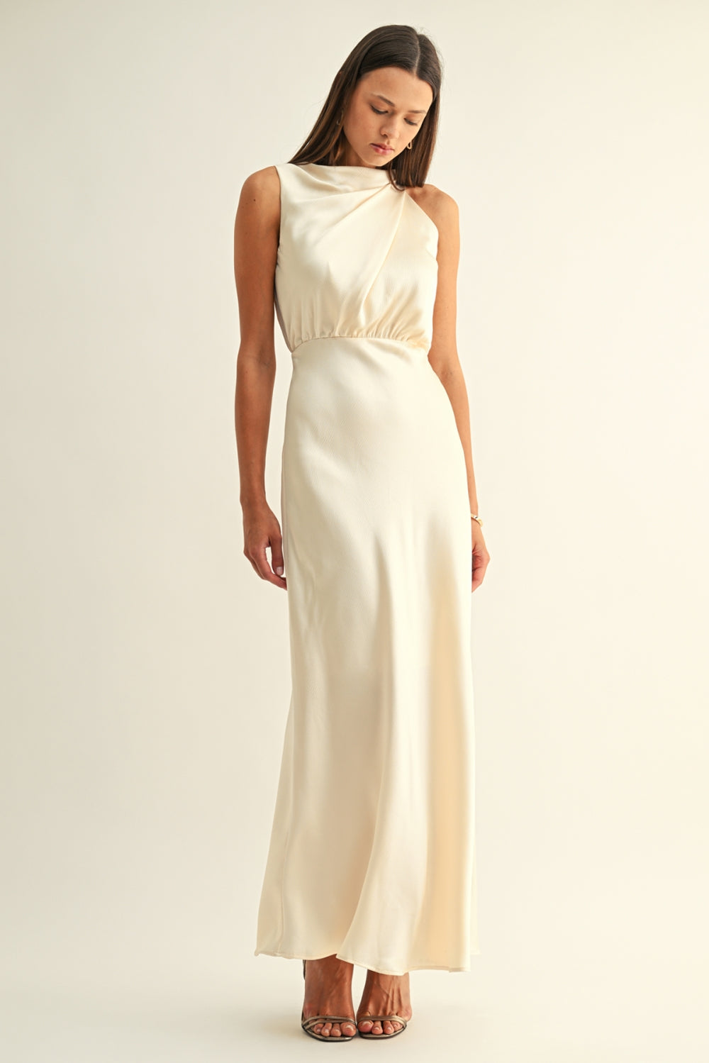 Kate Cowl Drape Asymmetrical Maxi Dress F258D6541_CHAMPAGNE