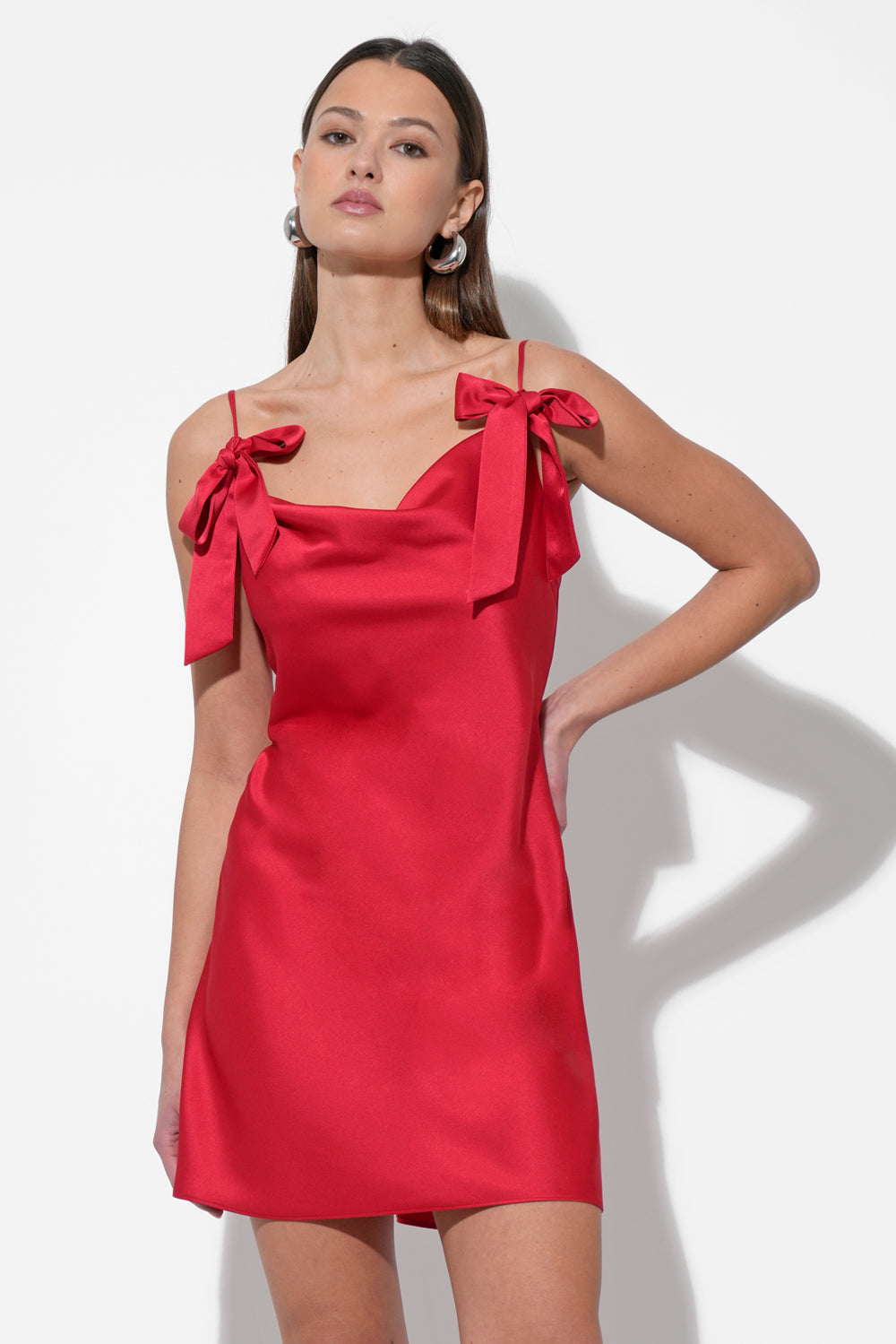 Kia Satin Mini Dress with Bows