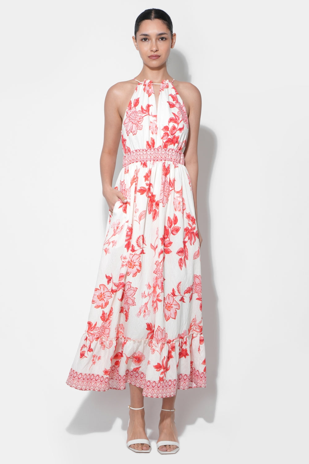 adelyn rae halter dress Adelyn Rae Sandi Two Toned Halter Midi Dress