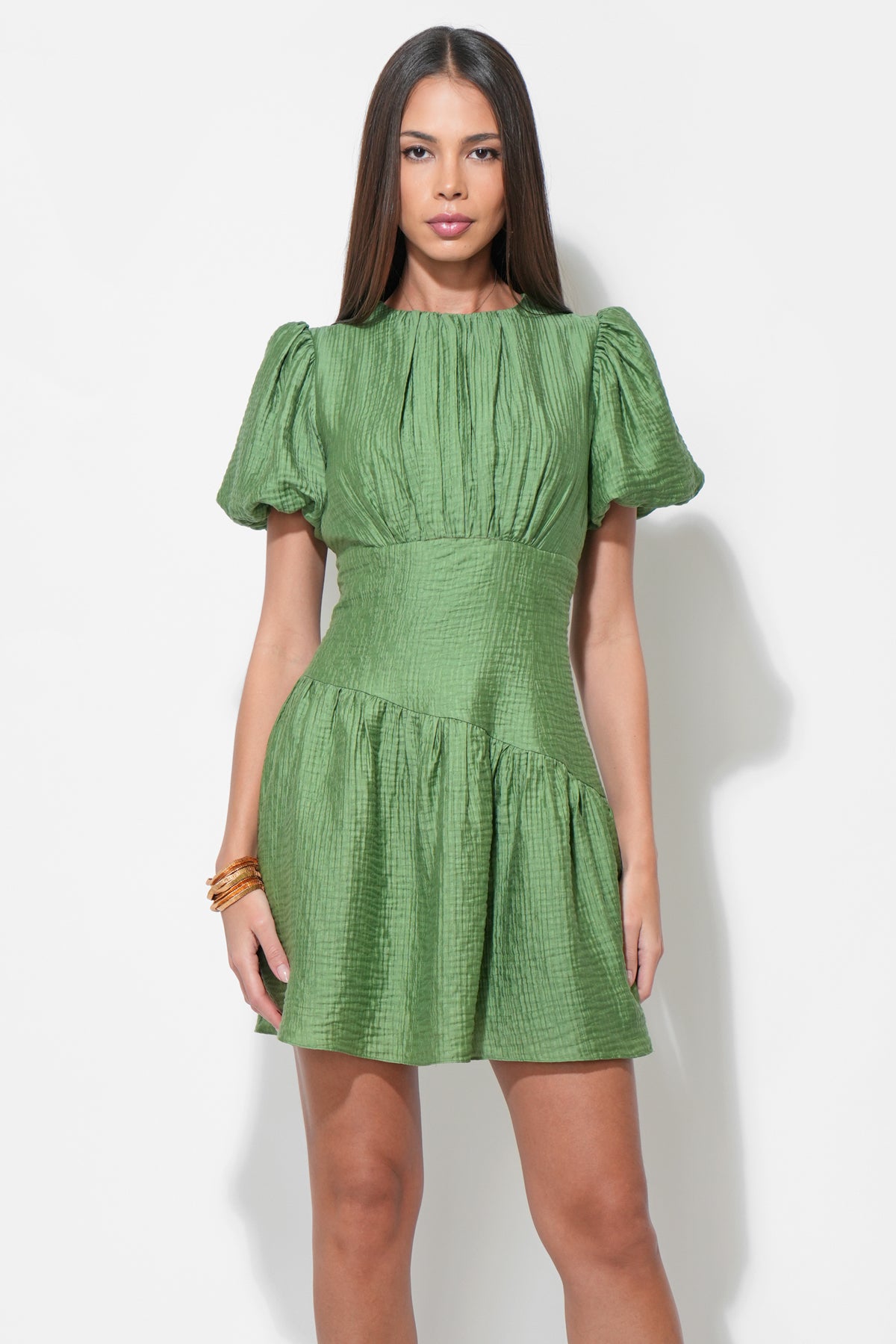 Maren Asymmetric Waistband Mini Dress | Adelyn Rae L / Olive Maren Asymmetric Waistband Mini Dress | Adelyn Rae L / Olive