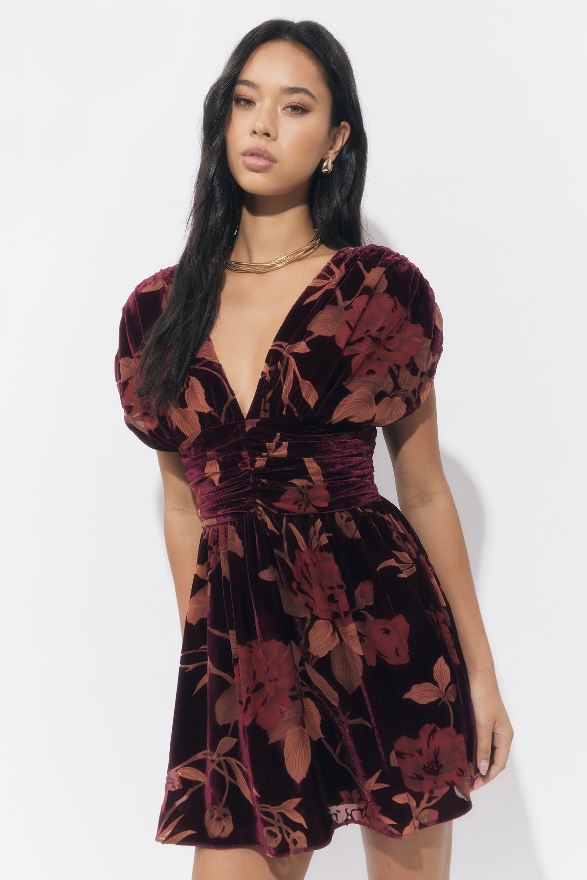 Myla Ruched Velvet Burnout Mini Dress F2510D6754