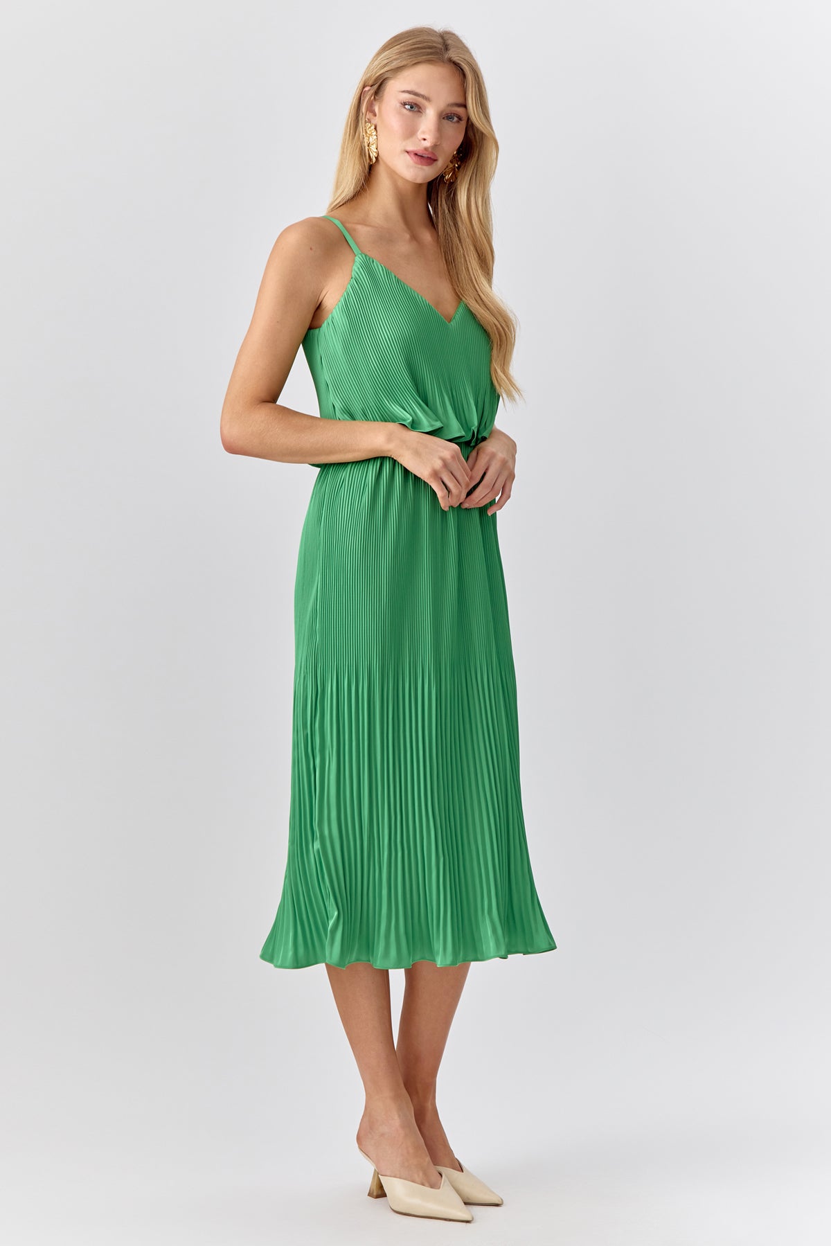 Nayla Overlay Pleated Midi Dress