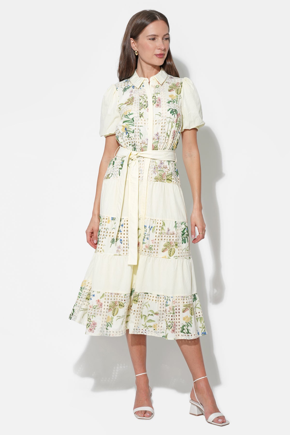 Octavia Embroidery Eyelet Midi Dress F2512D6839