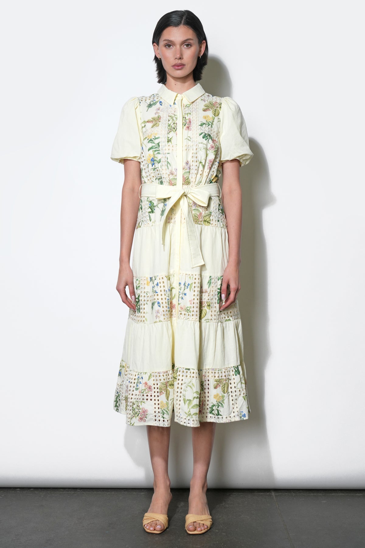 Octavia Embroidery Eyelet Tiered Midi Dress F2512D6839