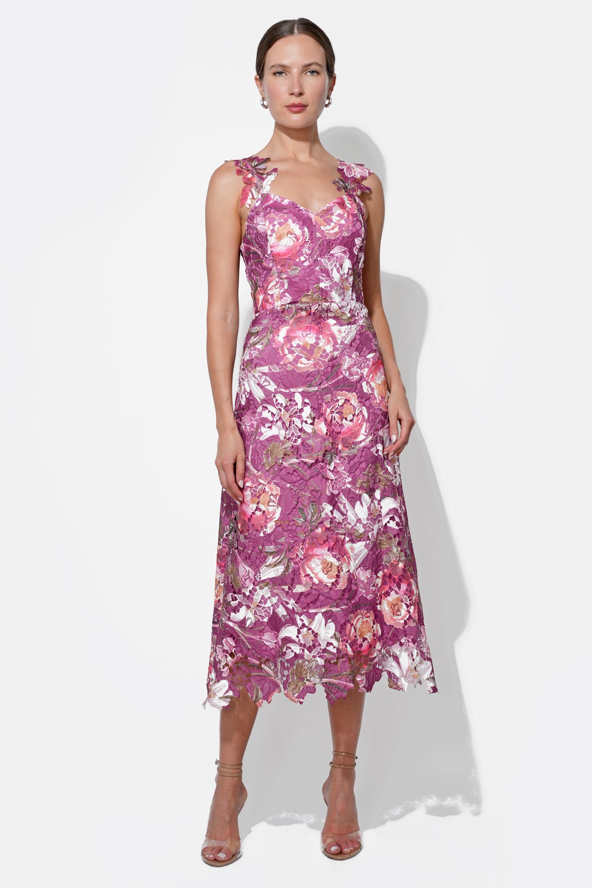 Prudence Floral Lace Midi Dress F258D6546