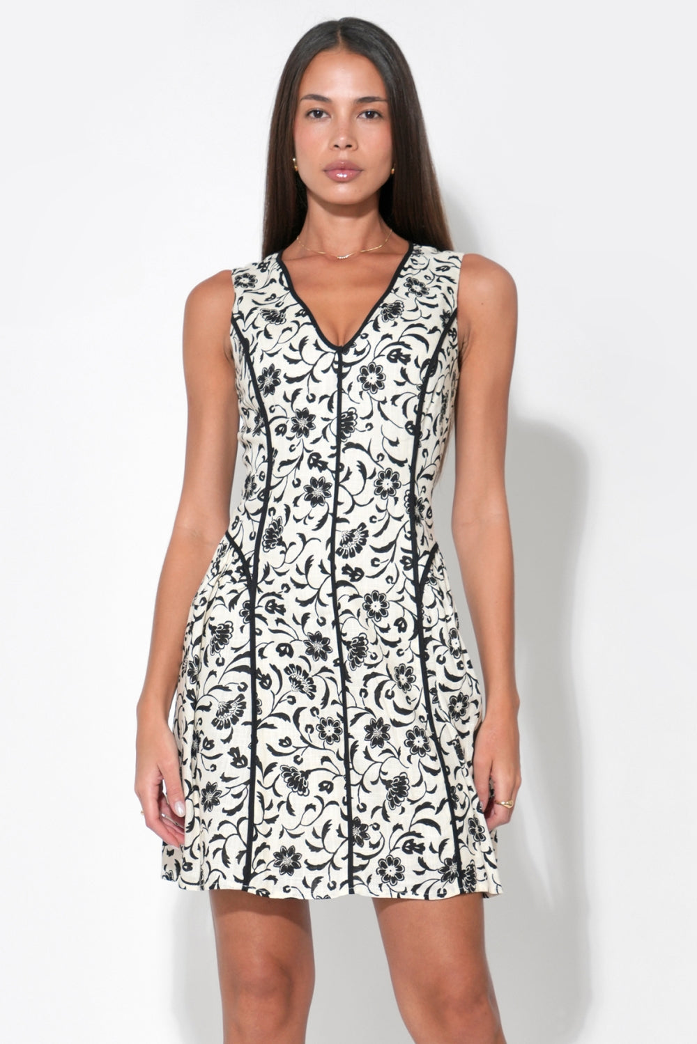 Serenity Scalloped Fit & Flare Dress W/ Piping F263D6980