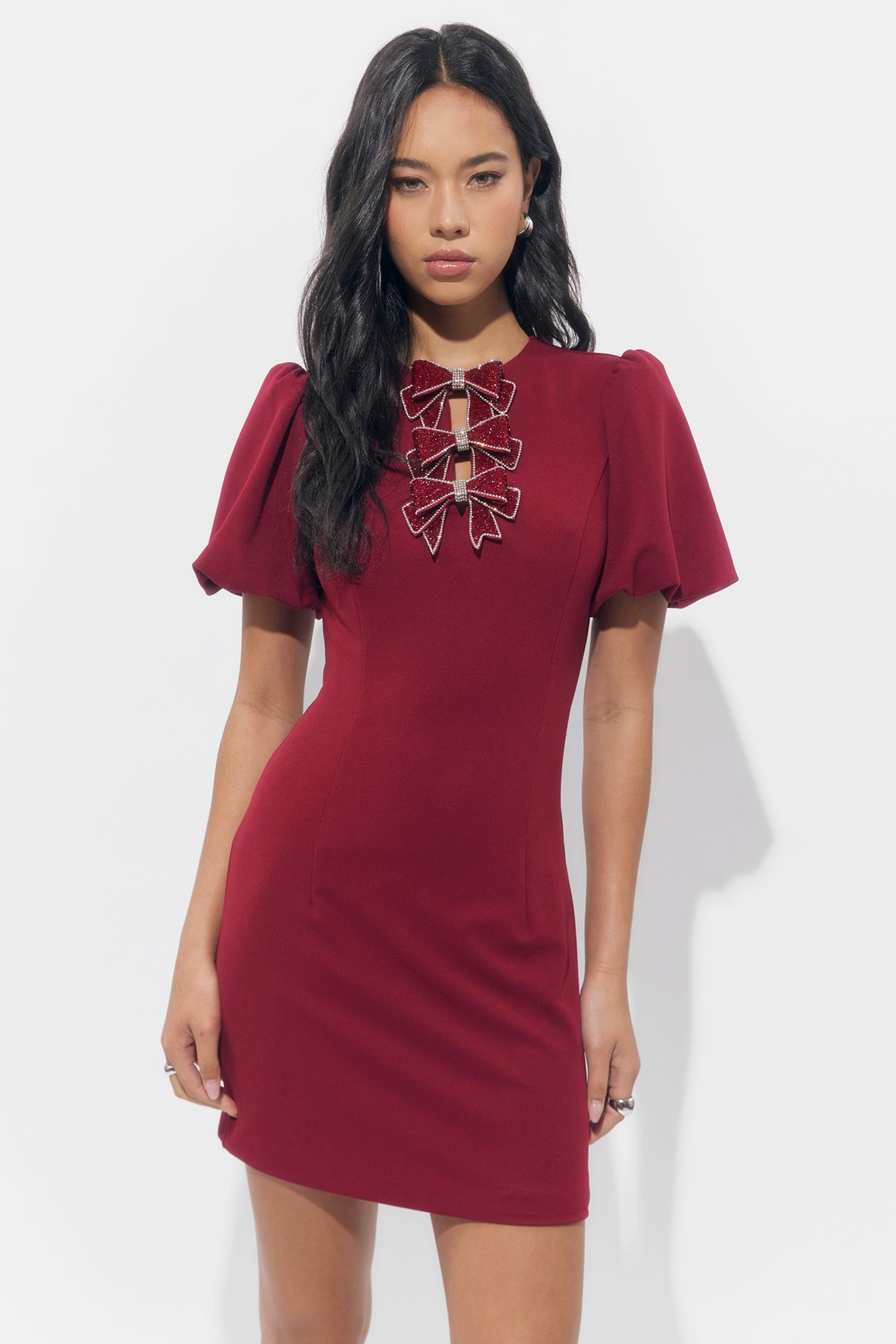 red rhinestone mini dress Wren Rhinestone Mini Dress