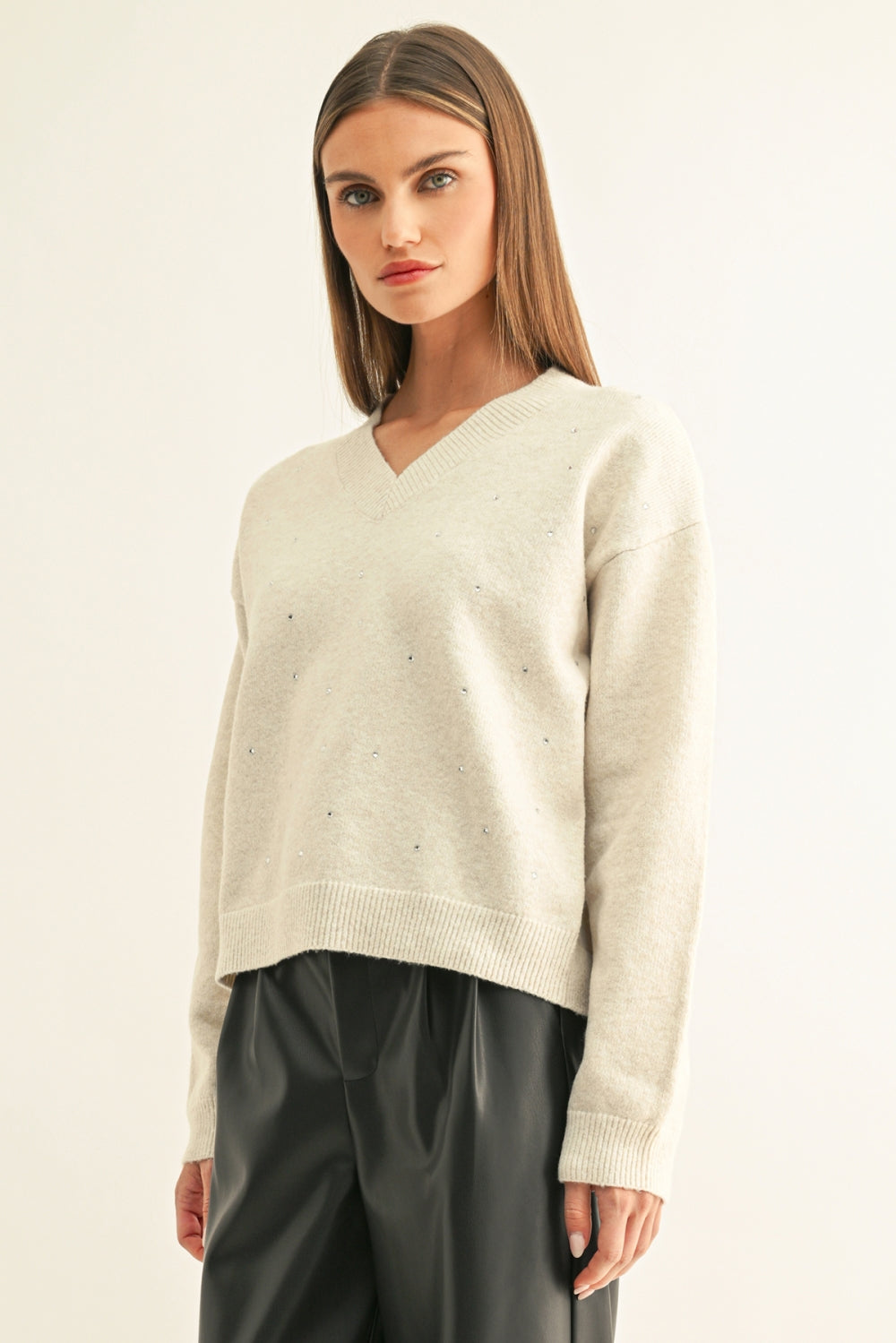 Angie Embellished Long Sleeves Pullover F269WT6220_OFF WHITE