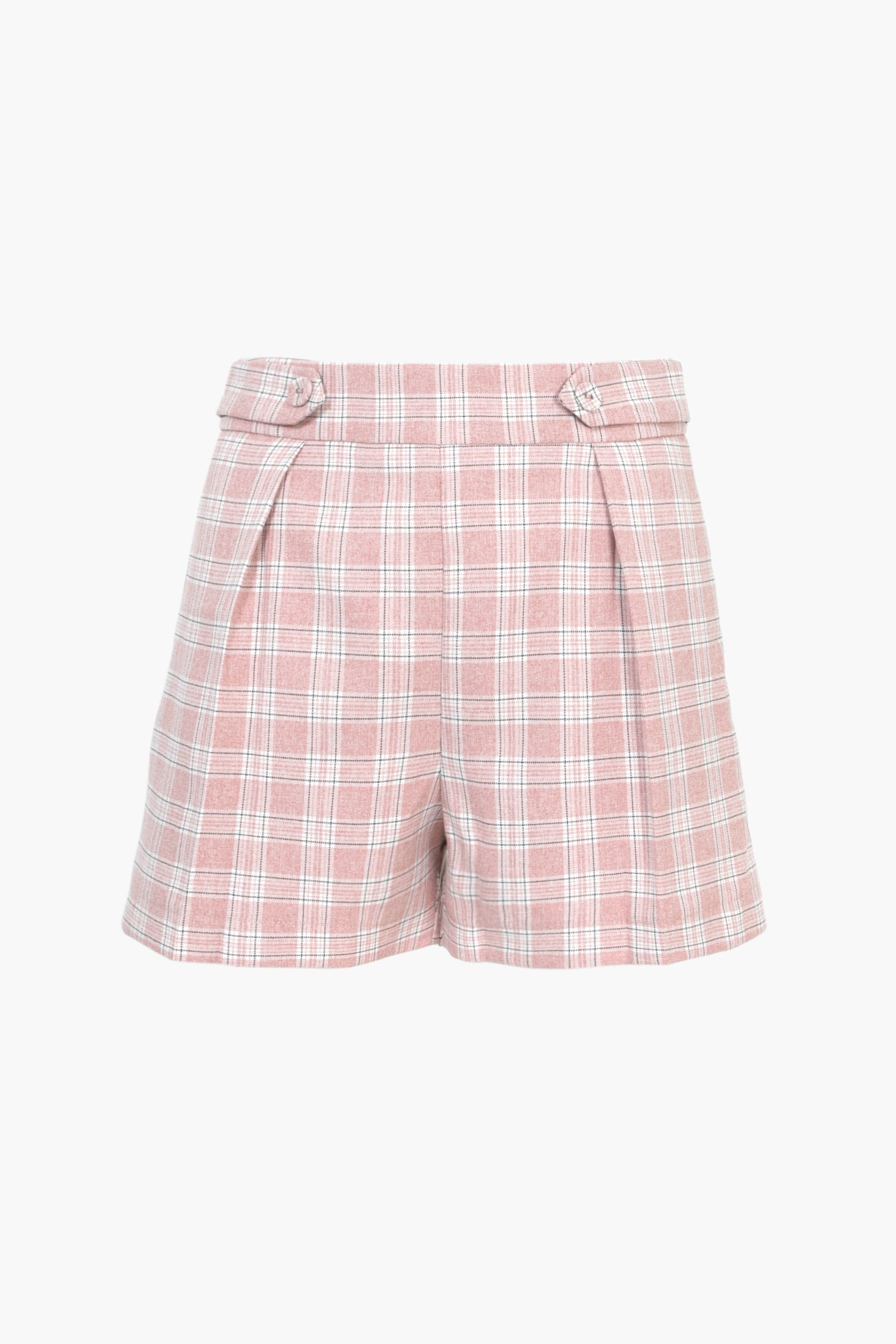 Violet Plaid Front Pleat Trouser Shorts