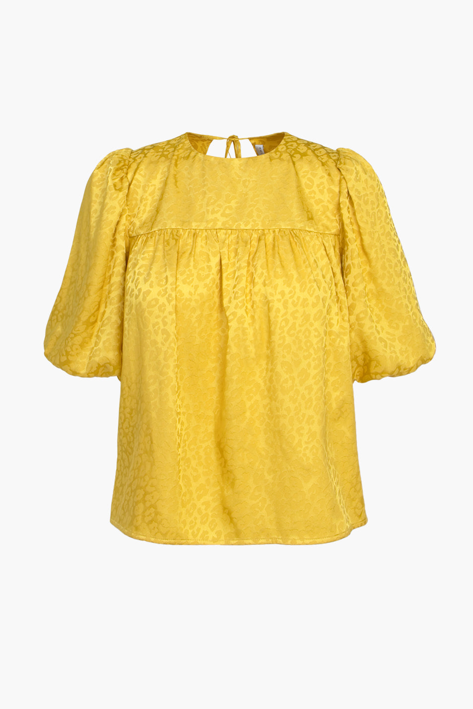 Rocinda Jacquard Open Back Puff Sleeve Blouse