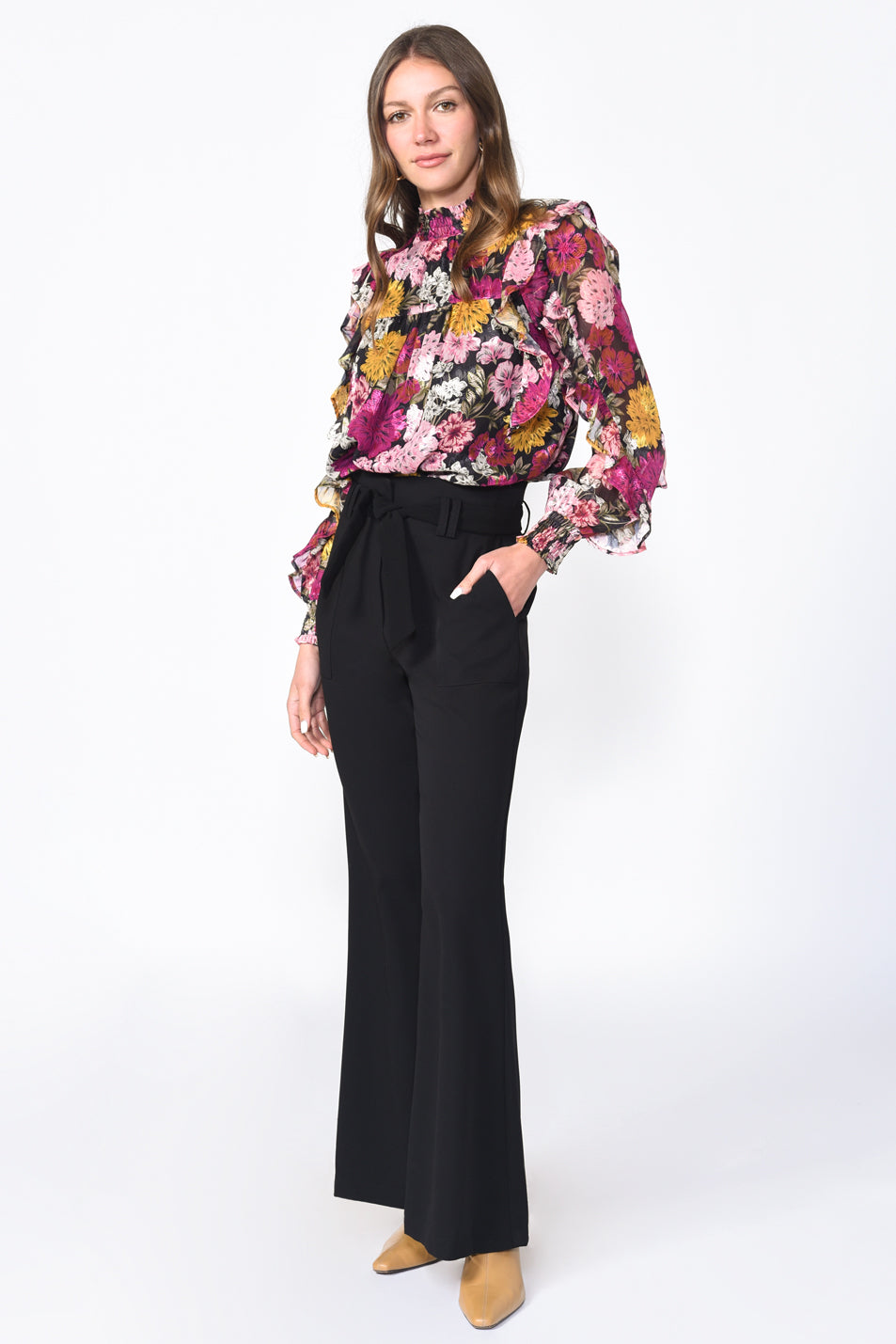 Jules Smock Neck Ruffle Blouse