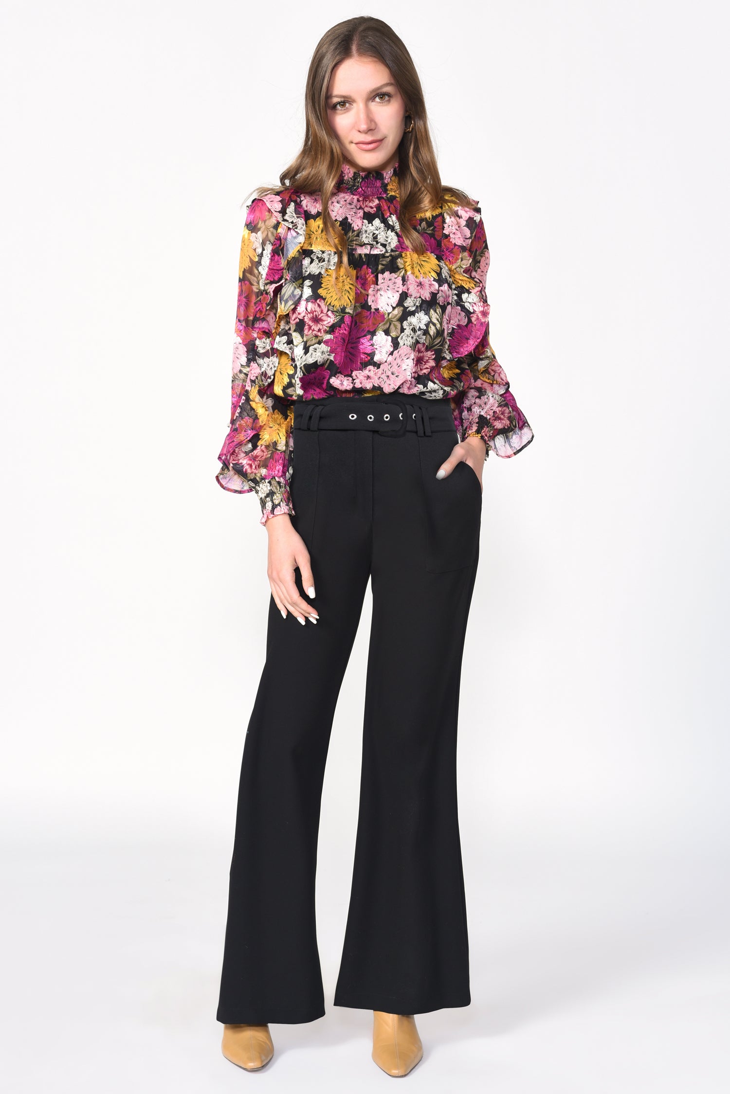 Jules Smock Neck Ruffle Blouse