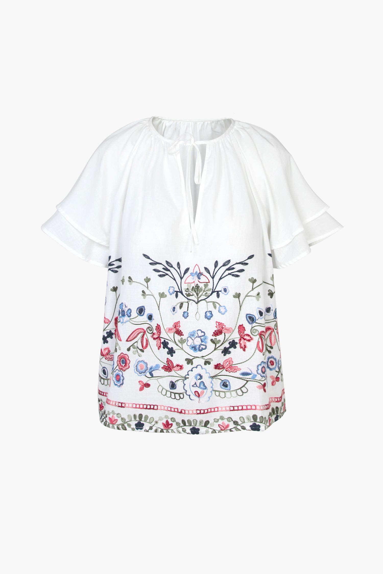Konnie Embroidered Flutter Sleeve Blouse
