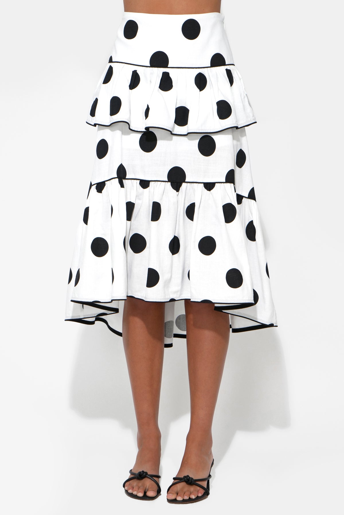 Aaliyah Layered Ruffle Linen Dot Skirt F261S9406