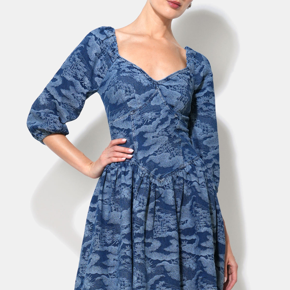 mini long sleeve denim dress Alani Long Sleeve Denim Mini Dress