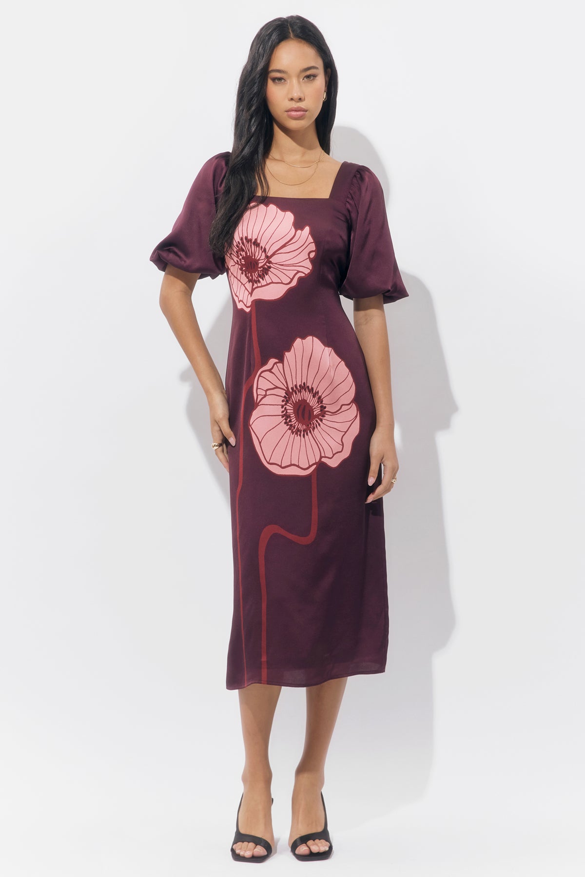 Alena Puff Sleeve Poppy Maxi Dress F259D6620