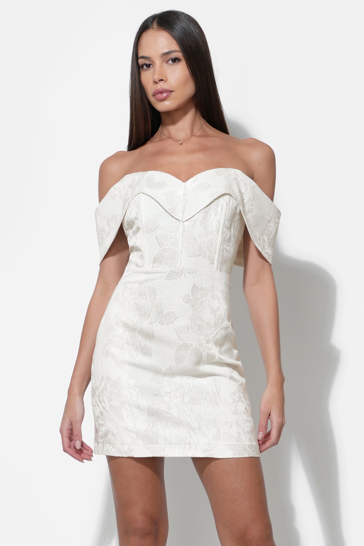 Alice Off Shoulder Jacquard Mini Dress F2510D6726
