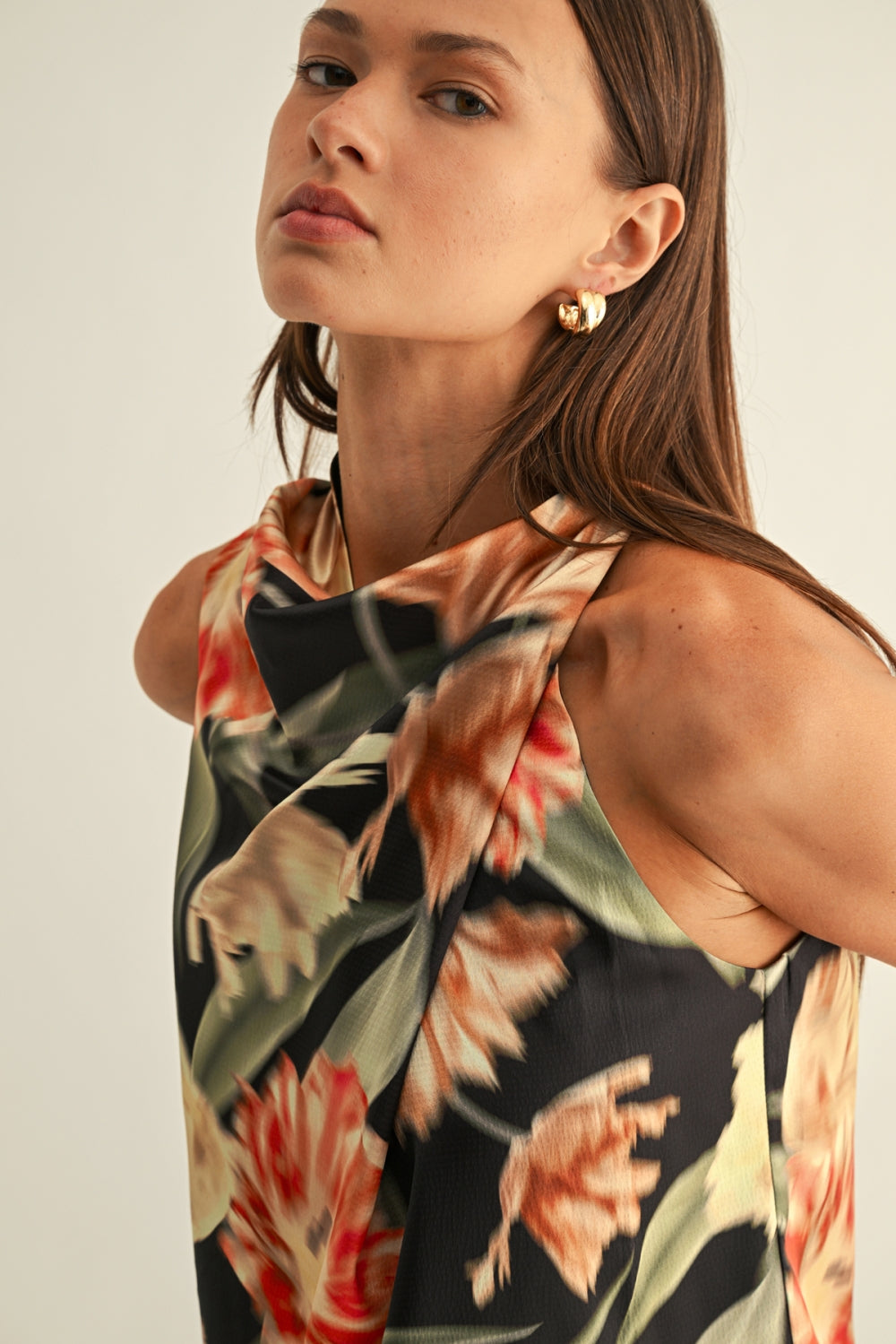 Anita Draped Sleeveless Top F2610T7657_BLACK MULTI