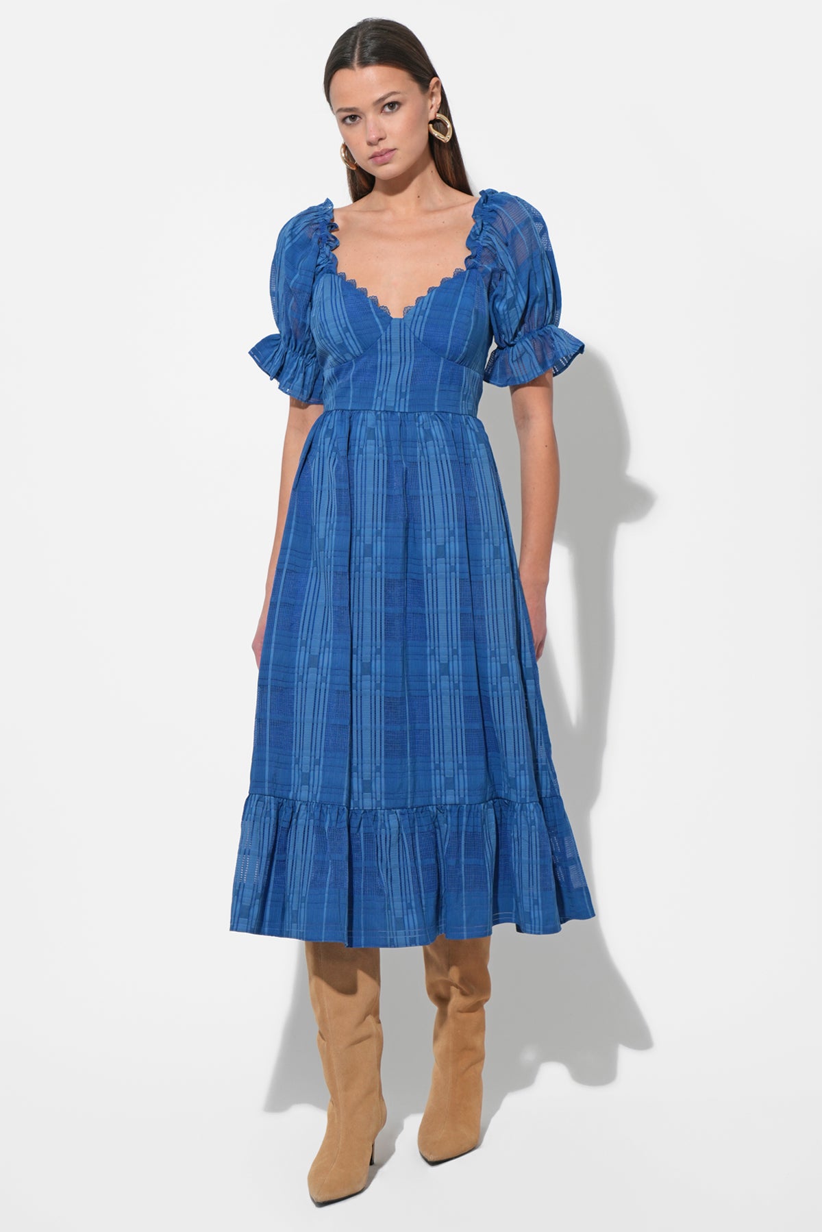 Betsey Puff Sleeve Jacquard Striped
Maxi Dress F257D6515