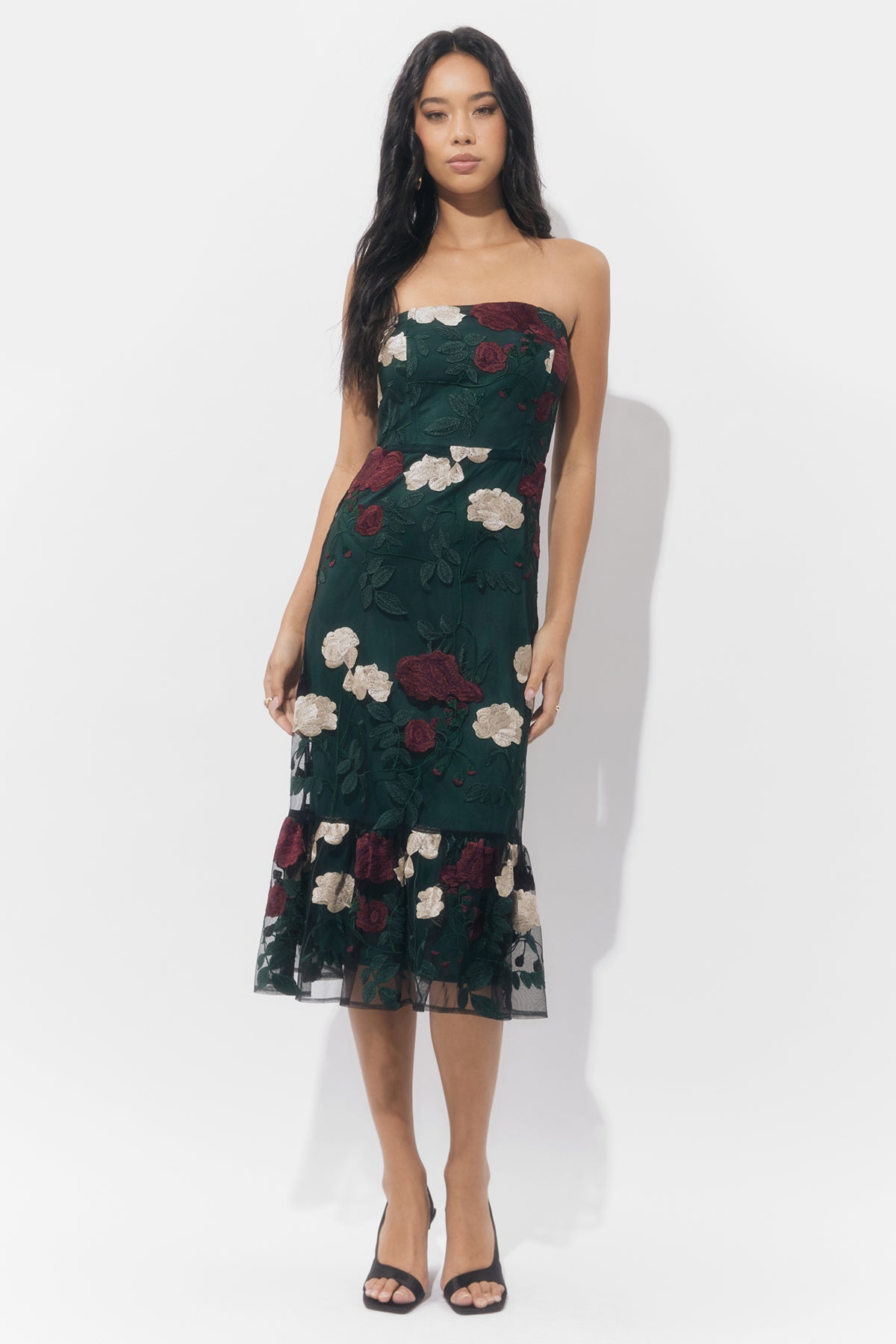 Calita Strapless Embroidered Mesh Dress F259D6650
