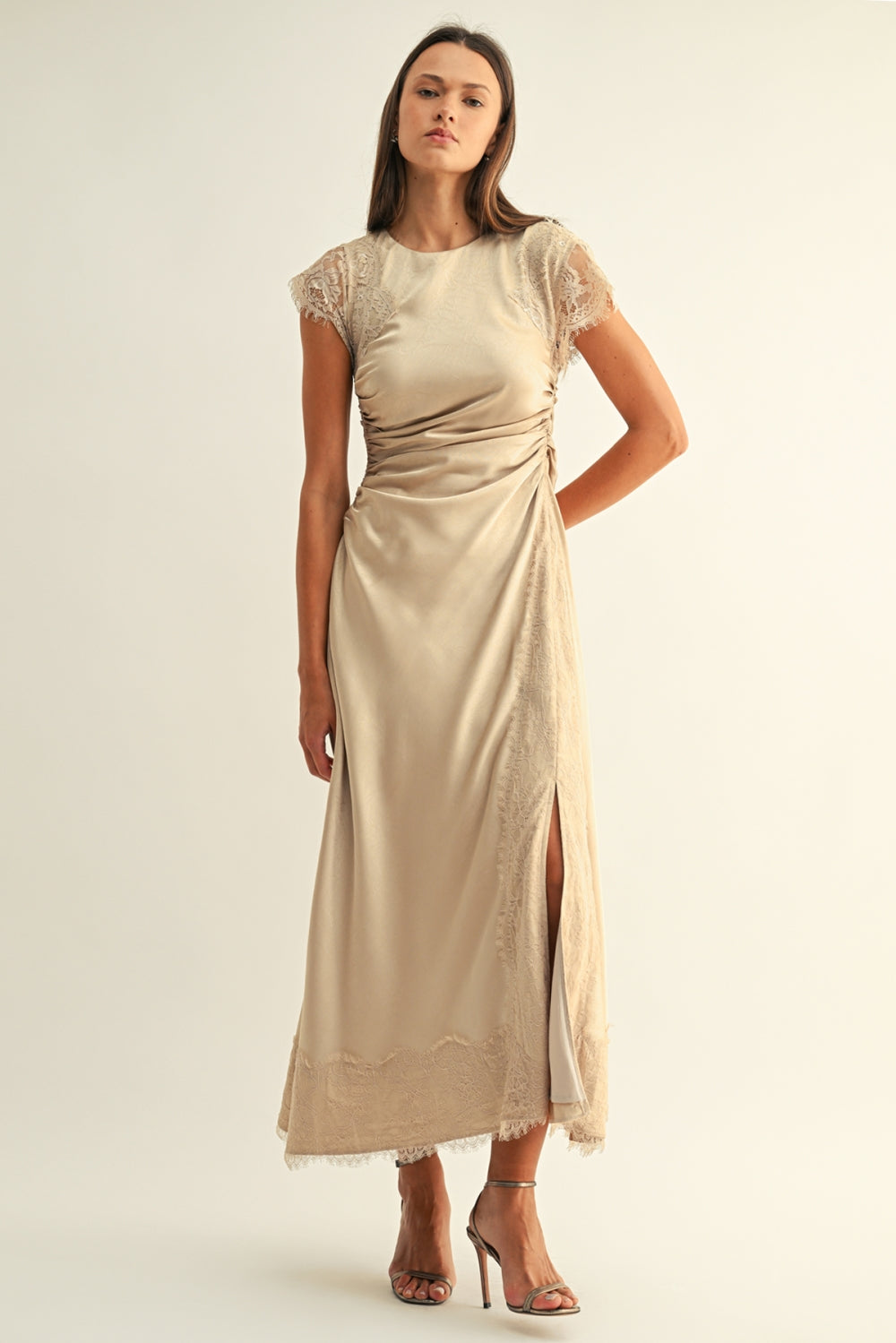 Camila Lace Contrast Rhinestone Satin Maxi Dress F2610D7386_CHAMPAGNE