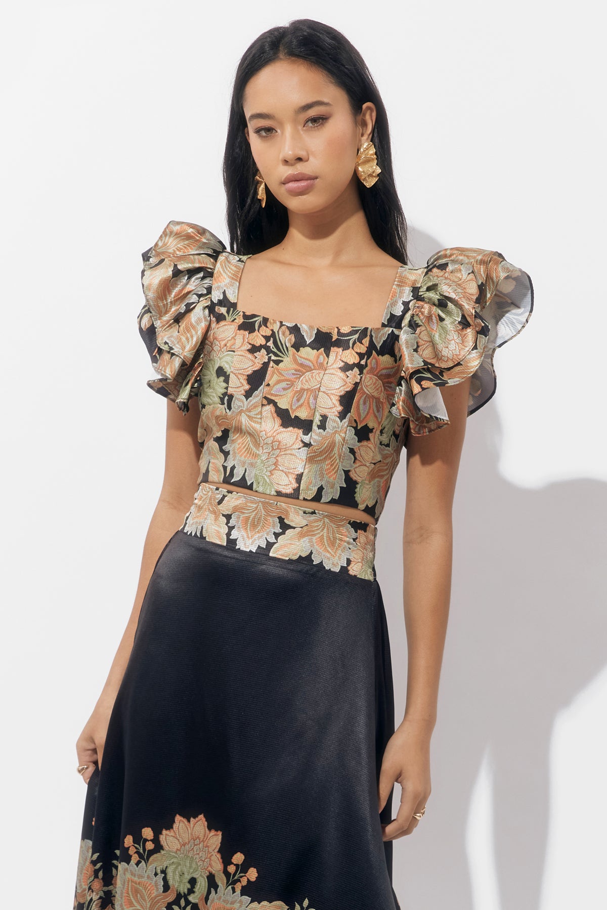 Donis Ruffled Printed Top F259T7360