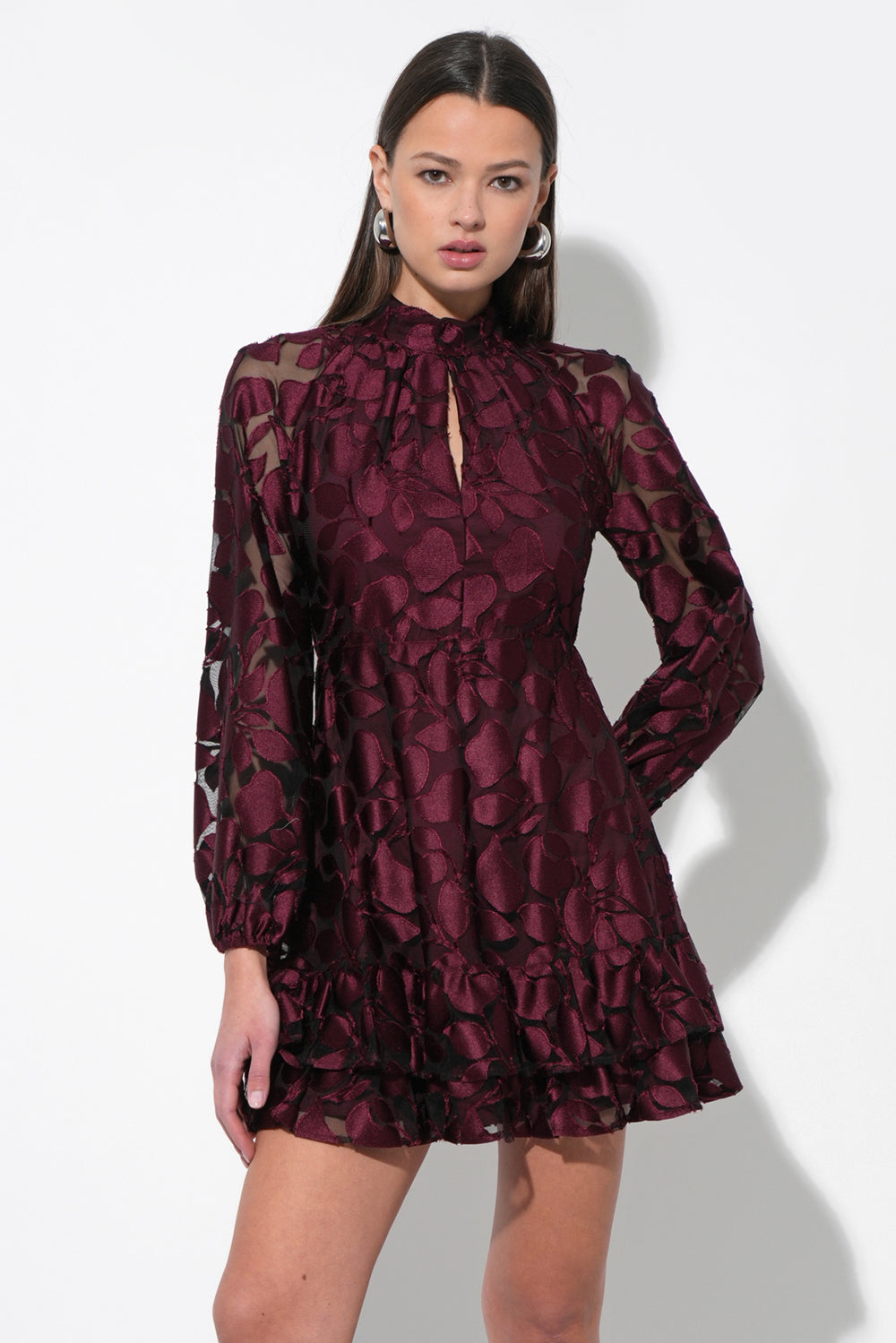 Elinor Velvet Burnout Mock Neck Fit and Flare Dress F258D6577