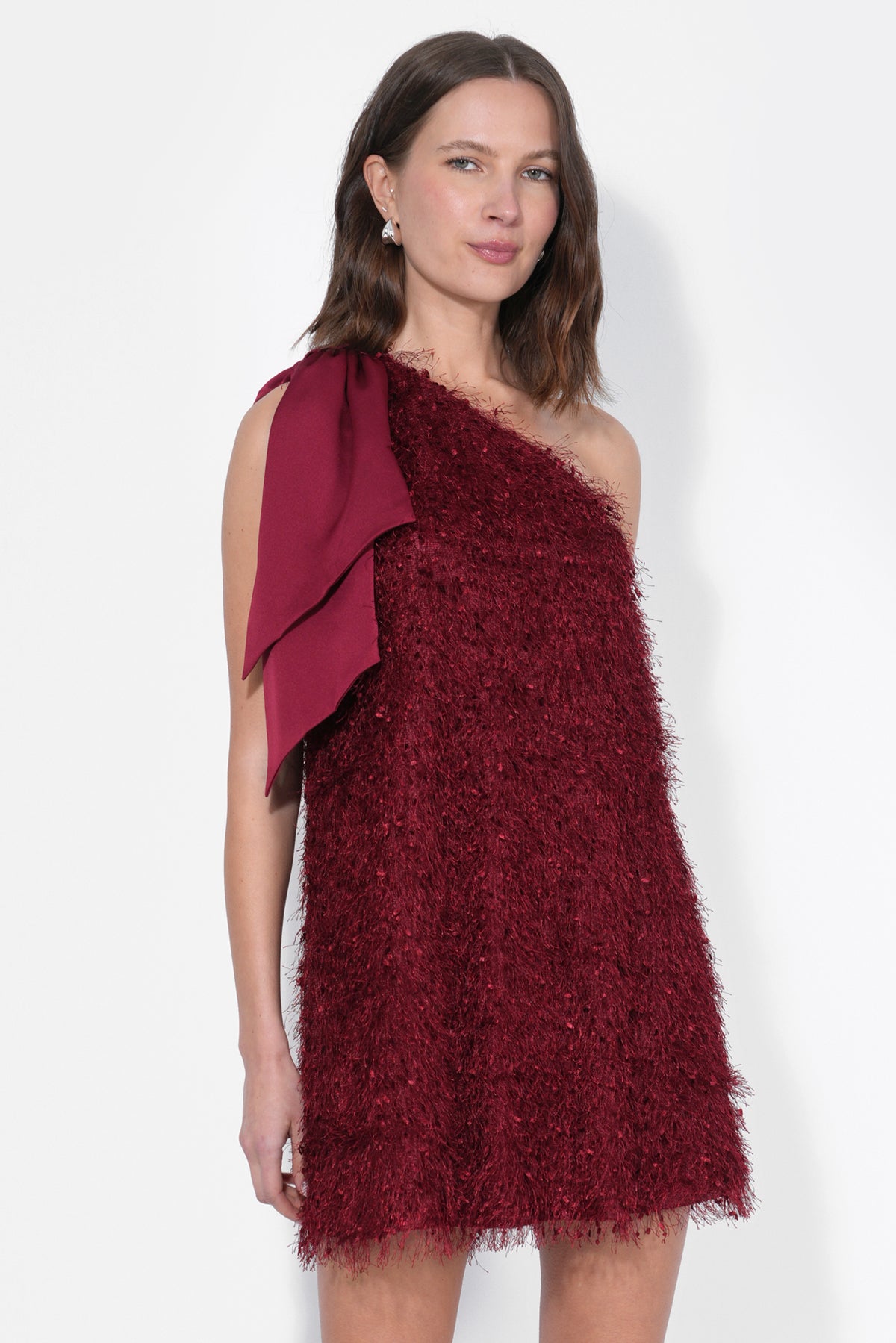 Elisha One Shoulder Fringe Mini Dress F249D6053