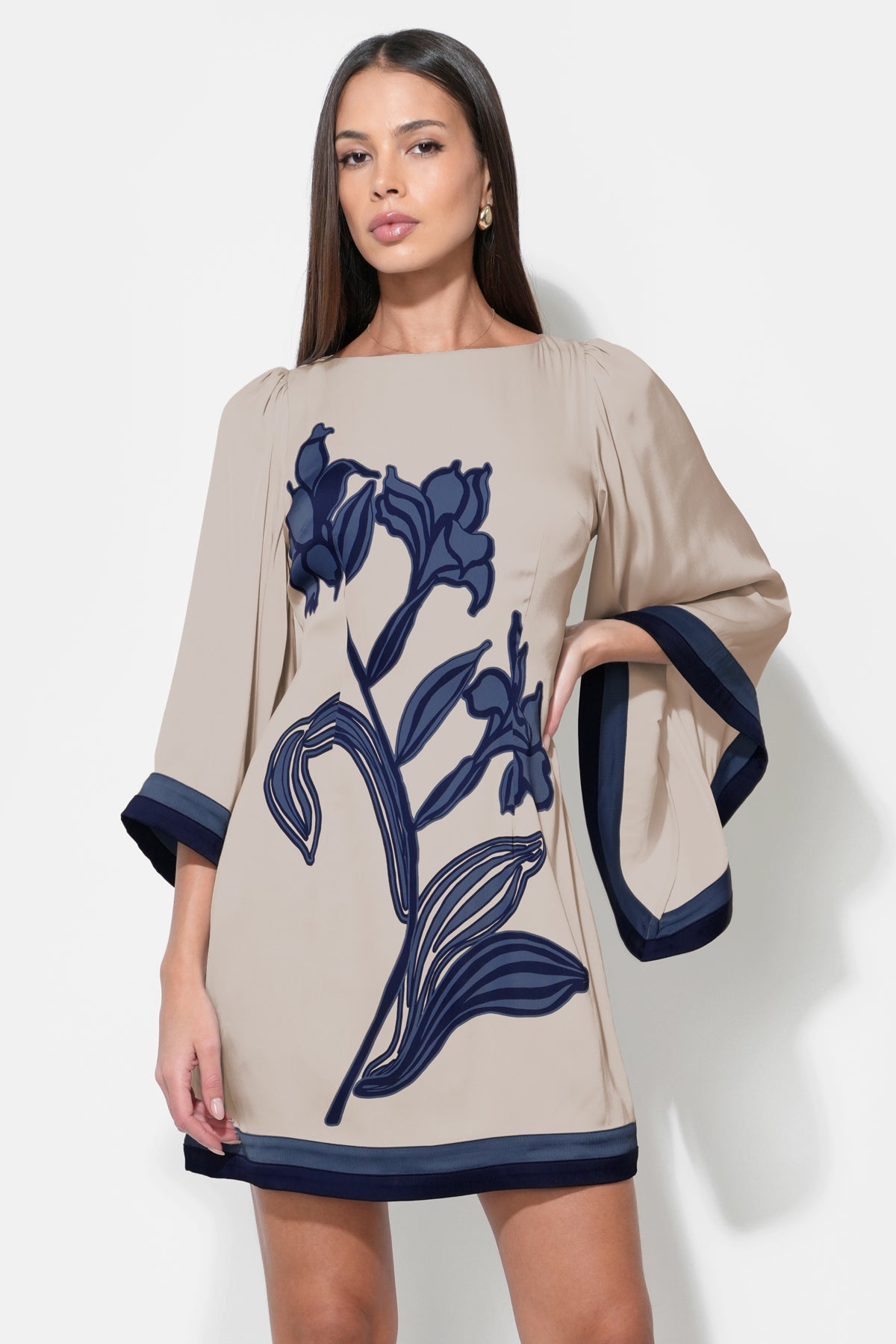 Emerson Bell Sleeve Blown Up Flower Mini Dress F2511D6822