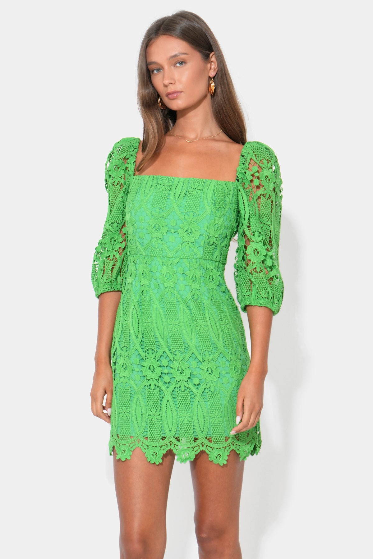 Emery Puff Sleeve Lace Mini Dress F262D6966