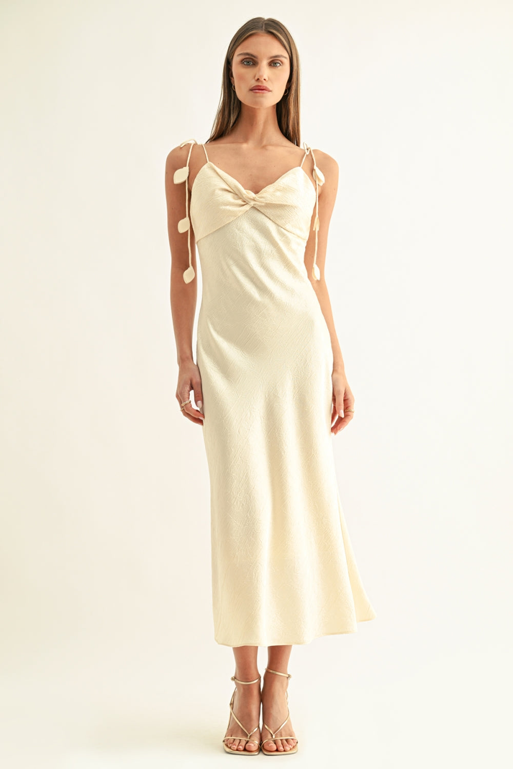 Emmy Twisted Chest Bias Midi Slip Cream Dress F268D7266_CREAM