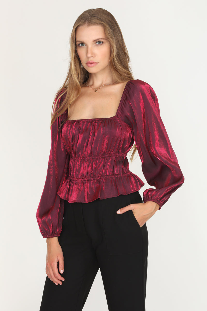 Remy Gathered Peplum Blouse