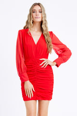 Shanon Organza Sleeve Ruched Mini Dress - FINAL SALE