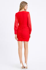 Shanon Organza Sleeve Ruched Mini Dress - FINAL SALE