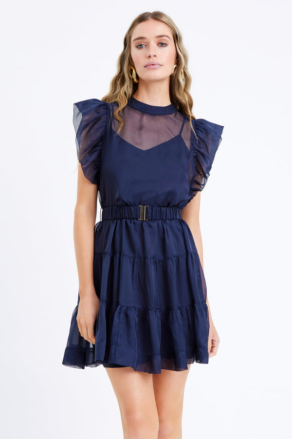 Leia Sheer Overlay Mini Dress w/ Slip