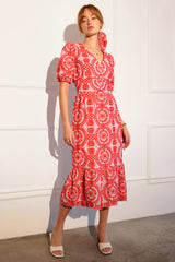 Luisa Embroidered Midi Dress