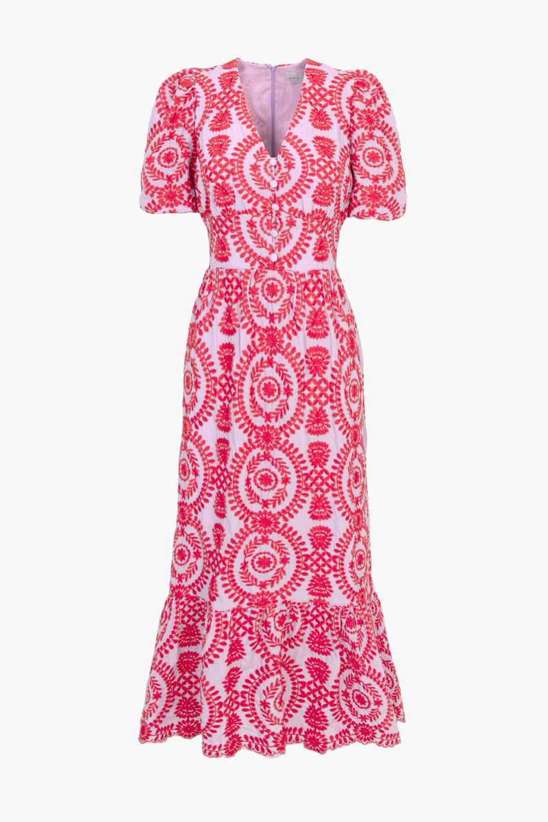 Luisa Embroidered Midi Dress