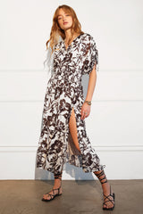 Carina Smocked Waist Maxi Kimono Dress