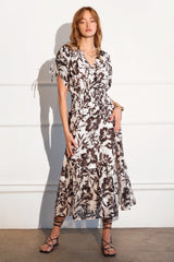Carina Smocked Waist Maxi Kimono Dress