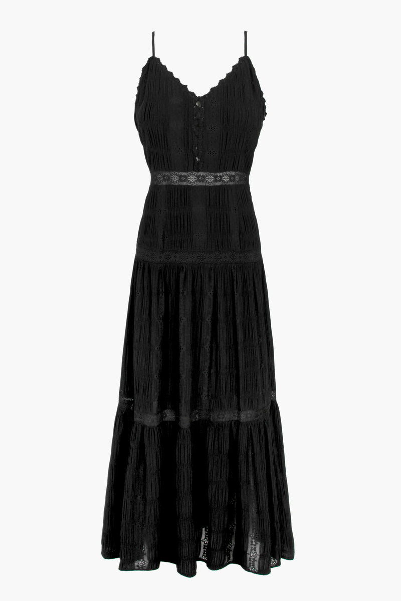 Raven Lace Knit Tiered Maxi Dress