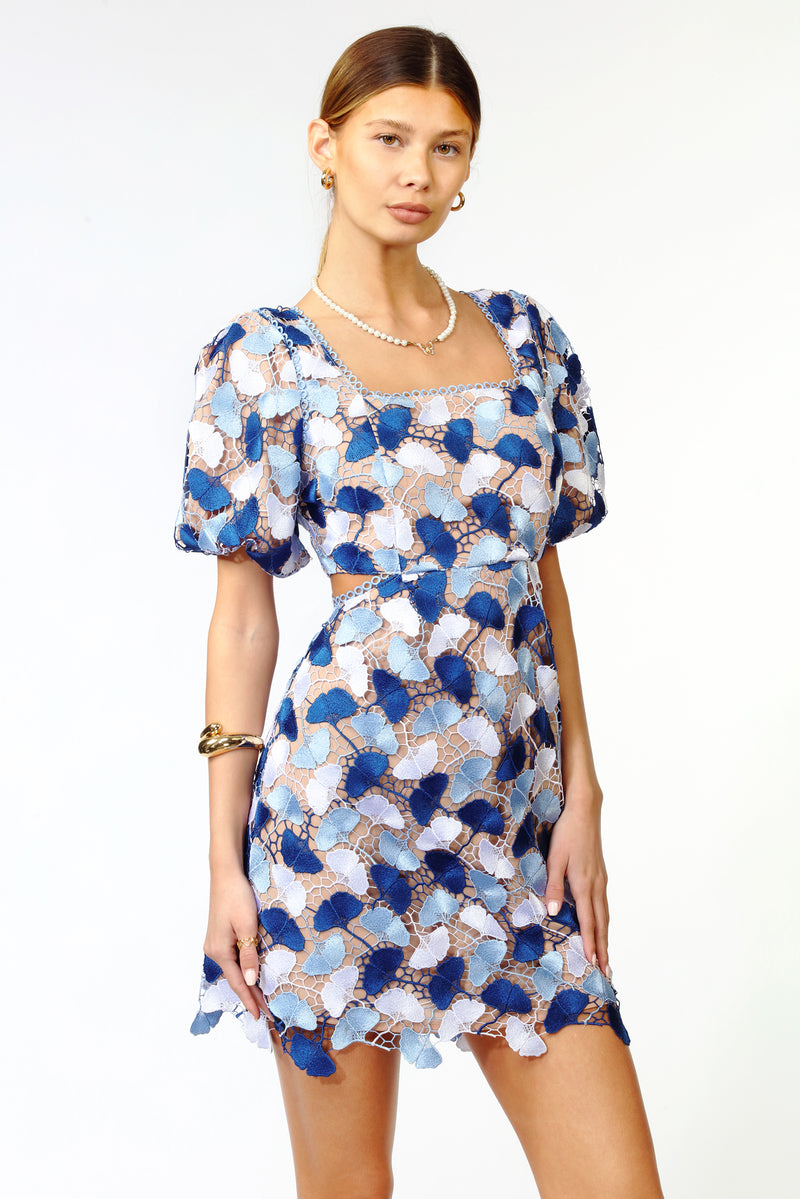 Giselle Lace Puff Sleeve Cutout Mini Dress - FINAL SALE