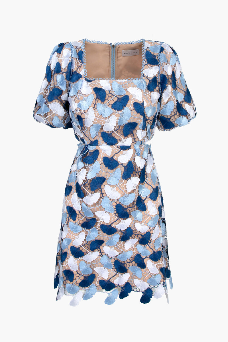 Giselle Lace Puff Sleeve Cutout Mini Dress