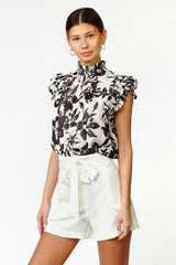 Gracie Smocked Neck Ruffle Blouse