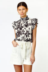 Gracie Smocked Neck Ruffle Blouse